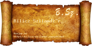 Bilicz Szilamér névjegykártya
